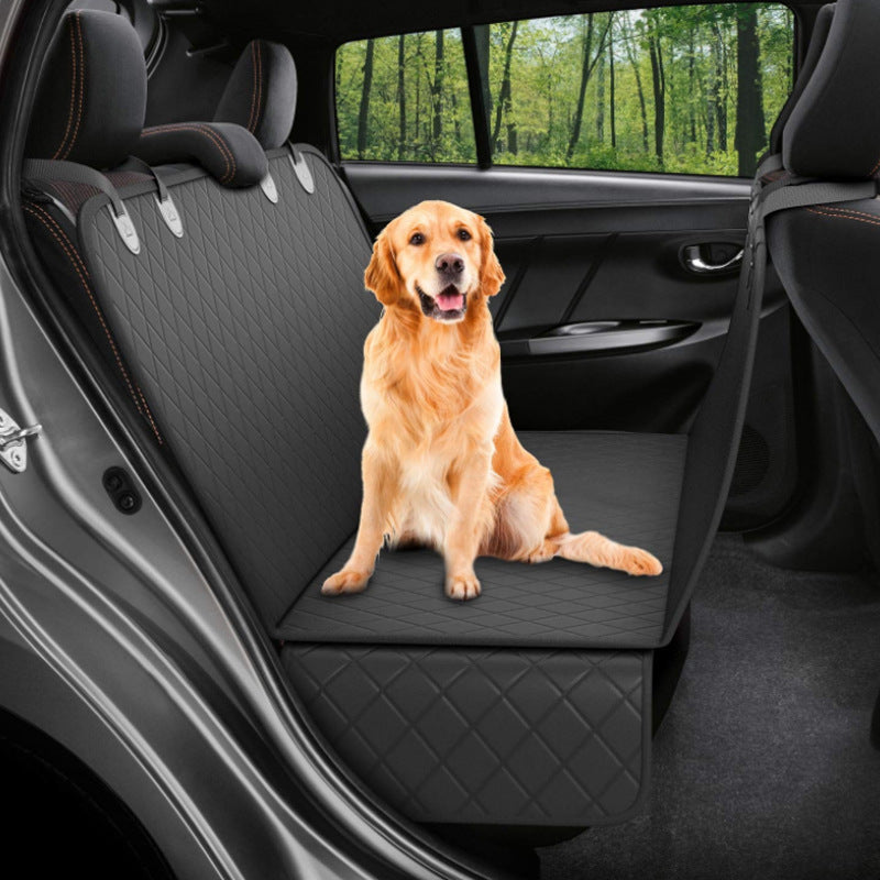 Dog Car Seat Cover with Mesh Window – Pet Hammock with Zipper, Pocket & Safety Features for Back Seat Travel